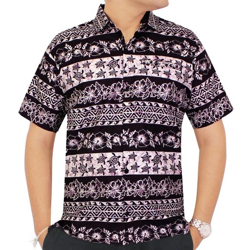 LA LEELA Men's Hawaiian Shirt Tropical Floral Beach Shirts Casual Button Down Short Sleeve Shirts for Men Large Purple, Floral - image 1 of 2