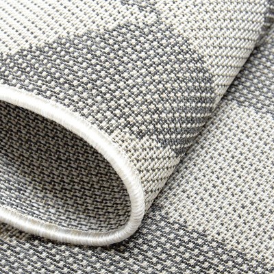 Modern Geometric Black/Gray Reversible Outdoor Runner Rug