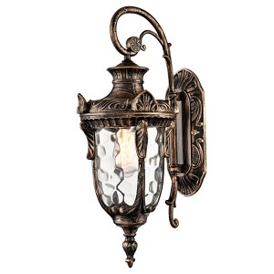 Claxy Bronze Outdoor Wall Light Fixtures Hammered Glass Wall Lantern Sconce - 1 of 4