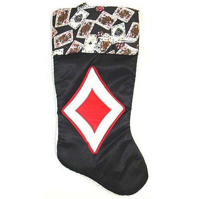 Santa's Best 19" Black and Red Deck of Cards Christmas Stocking