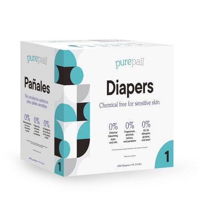 Image of PurePail Disposable Diapers with Pure Fit, Size 1, 8-14 lbs, 200 Count