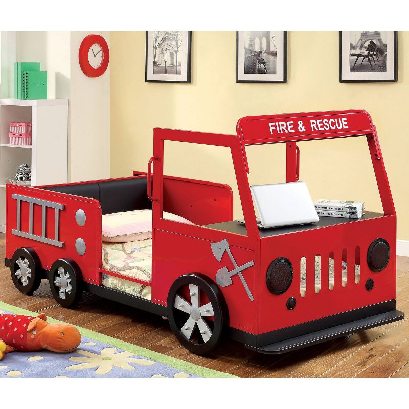Twin Sumater Fire Truck Kids&#39; Bed - Red/Black miBasics, 3 of 6