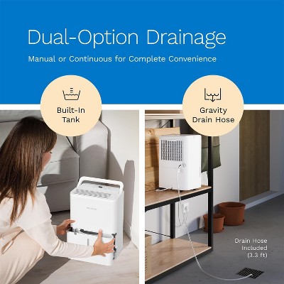 White Portable 1,000 Sq. Ft Dehumidifier with Drain Hose