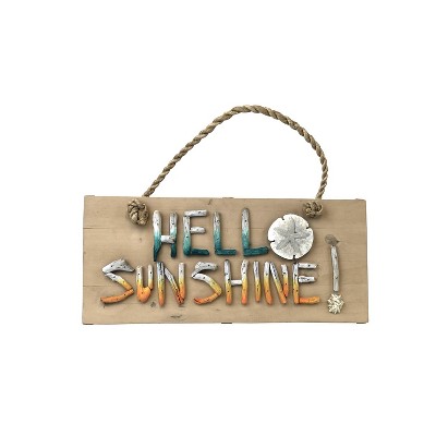 Beachcombers Reclaimed Wood Metal Hello Sunshine Plq Décor Decoration