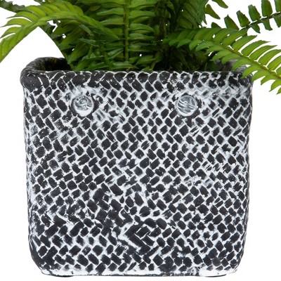 Artificial Boston Fern in Distressed Black Tin Planter