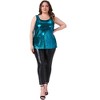 Agnes Orinda Women's Plus Size Shiny Metallic Round Neck Sleeveless Party Tank Tops - 3 of 4