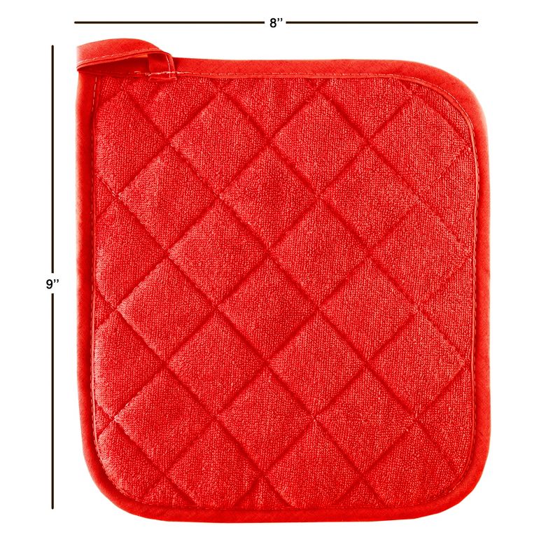 Pot Holder Set, 2 Piece Oversized Heat Resistant Quilted Cotton Pot Holders By Hastings Home (Red), 5 of 7