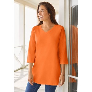 Woman Within Perfect Three-Quarter Sleeve V-Neck Tunic - 1 of 4