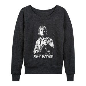 Women's - John Lennon - John Lennon Portrait Lightweight French Terry Wide Neck Long Sleeve Graphic Shirt - 1 of 4