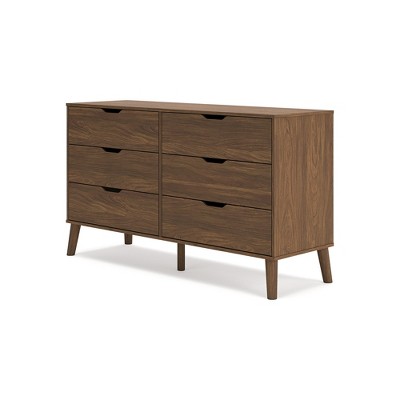 Auburn Brown 6-Drawer Mid-Century Modern Dresser