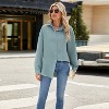 Womens Cotton Button Down Shirts Casual Long Sleeve V Neck Wrinkle Free Dress Shirt Roll Up Loose Plain Blouses Tops - 3 of 4