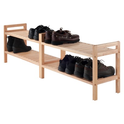 Natural Wood Stackable 4-Tier Shoe Rack