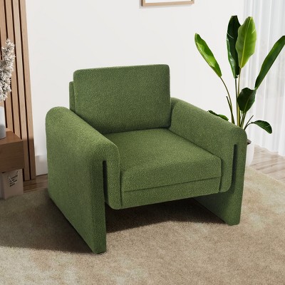 Vynxaria Modern Bouclé Upholstered Accent Chair Sleek Contemporary Design, Ergonomic Armrests, Easy Assembly