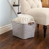 Medium Tapered Storage Bin with Wood Handles, Brown chevron - 2 of 3