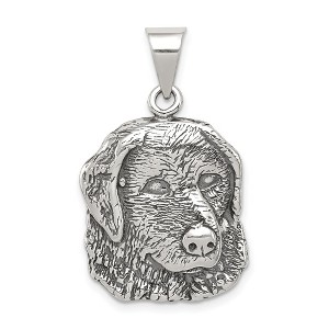Black Bow Jewelry Sterling Silver 20mm Antiqued Dog Head Pendant - 1 of 4