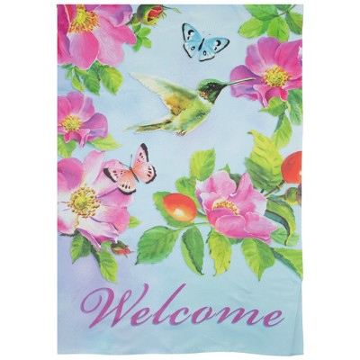 Northlight Welcome Hummingbird Floral Outdoor House Flag 28" x 40"
