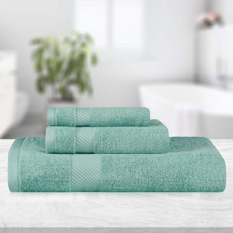 Modern Solid Classic Luxury Cotton 3 Piece Bath, Face, and Hand Towel Set by Blue Nile Mills, 2 of 7