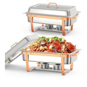 Coucheta Chafing Dish for Buffet Set - Chafers with Folding Frame, Spoon & Tweezer for Weddings, Parties, Banquets, Catering - 1 of 4