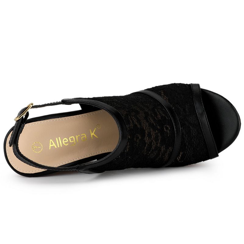 Allegra K Women's Open Toe Platform Heel Lace Wedges Sandals, 4 of 8