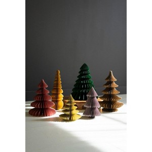 Kalalou Set of Six Paper Jewel Tone Accordion Christmas Trees – One Each Color - 1 of 4