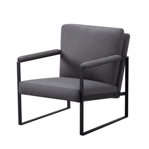 Vynxaria Blue/Dark Gray/ Yellow Accent Chair for One + Double, Metal Armrests & Foam Padding, Ideal for Living, Bedroom, Study Areas - 1 of 4