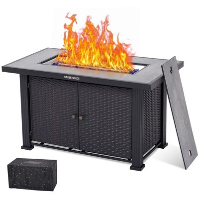 44" Rectangle Propane Fire Pit Table with Rain Cover,50000BTU