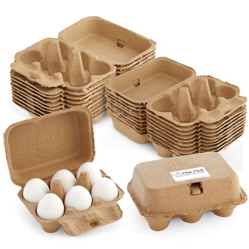 Okuna Outpost 20 Pack Brown Half Dozen Paper Egg Cartons with 25 Labels