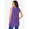 Woman Within Plus Size Perfect Printed Sleeveless Shirred V-Neck Tunic - 3 of 4
