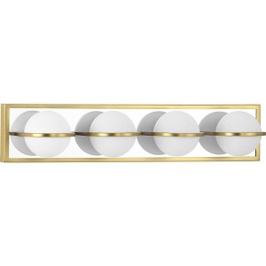 Progress Lighting Pearl 4-Light LED Modern Bath Vanity Light, Satin Brass, Opal Glass Shade - 1 of 2