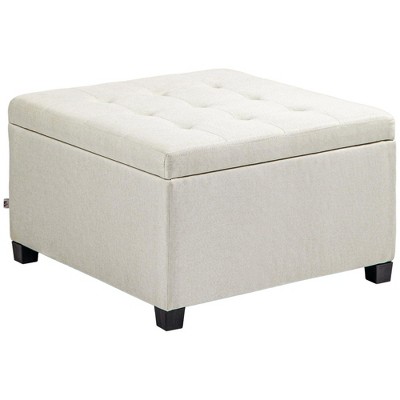 NicBex Fabric Tufted Storage Ottoman with Flip Top Seat Lid Wood Frame for Living Room, Entryway, Beige
