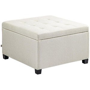 NicBex Fabric Tufted Storage Ottoman with Flip Top Seat Lid Wood Frame for Living Room, Entryway, Beige - 1 of 4