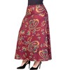 24seven Comfort Apparel Plus Size Wine Print Elastic Waist A Line Maxi Skirt - 2 of 4