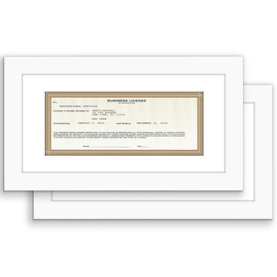Americanflat 5x10 Business License Frame - Use as 3.5x8 Frame with Mat (2 Pack)