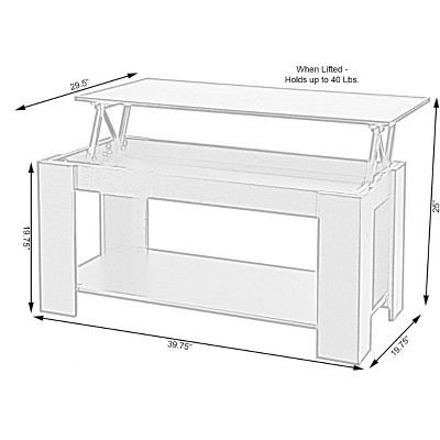 White Rectangular Wood Lift-Top Coffee Table with Storage