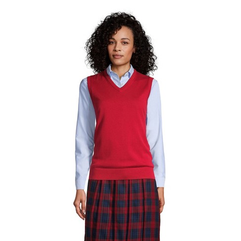 Lands' End School Uniform Women's Cotton Modal Fine Gauge Sweater Vest ...
