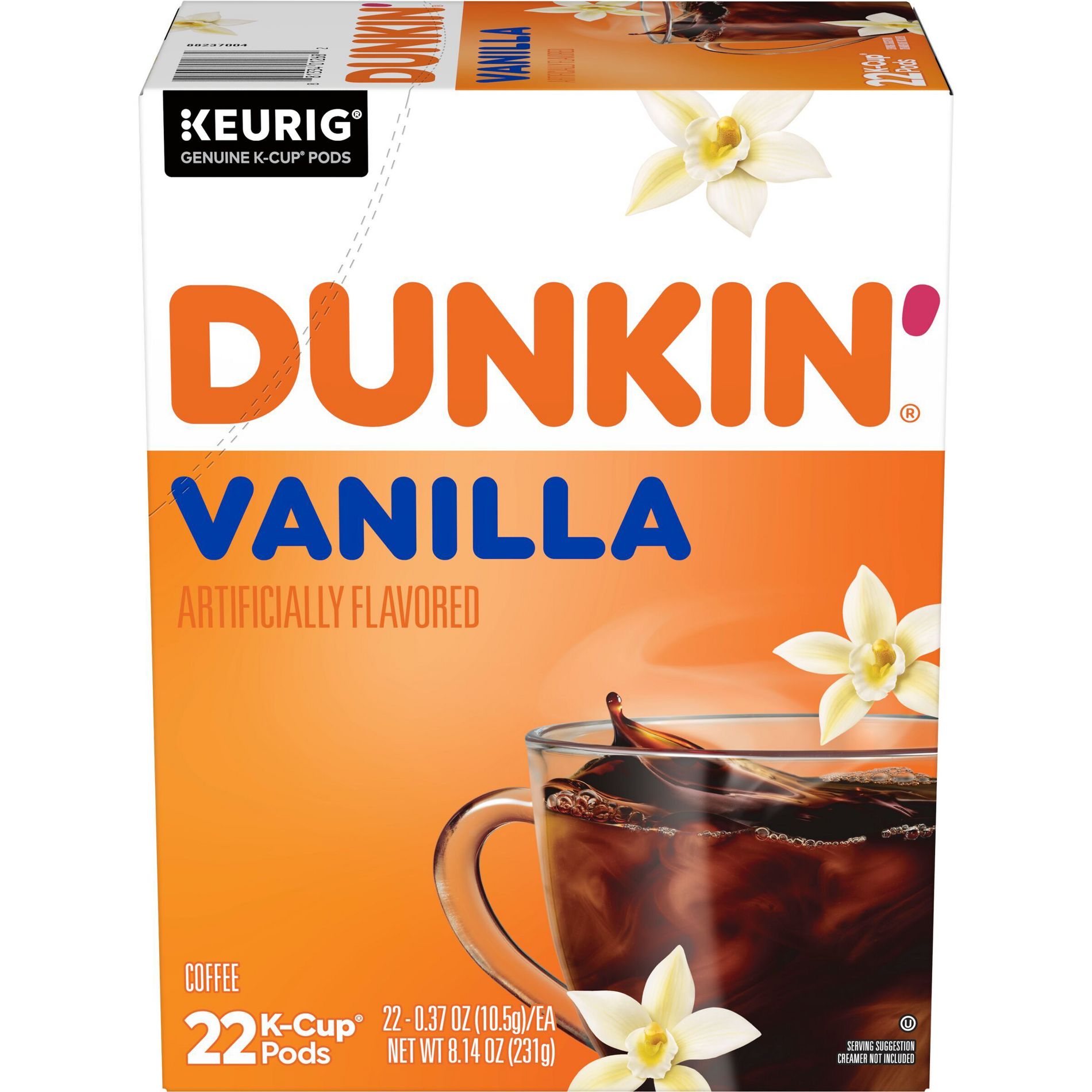 Dunkin' Donuts French Vanilla Flavored Medium Roast Keurig K-Cup Pods - 22ct: Arabica Beans