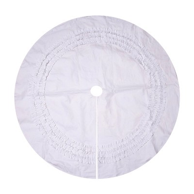 48 in. White Ruffled Polyester Christmas Tree Skirt