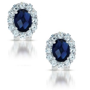 Guili Celebrity-Inspired CZ Earrings in Sterling Silver with Sapphire, Pear & Round Accents – Modern Sparkle for Everyday Luxe and Elegance - 1 of 3