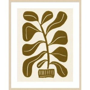 Amanti Art Linocut Houseplant No 2 by Alisa Galitsyna Wood Framed Wall Art Print - 1 of 4