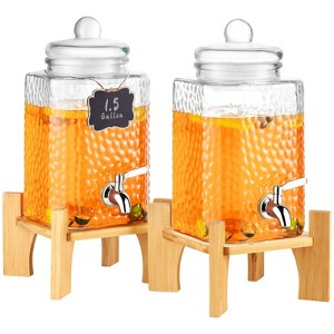 VEVOR Beverage Dispenser, 1.5 Gallon Drink Dispensers for Parties,2PC,Glass Juice Dispenser with Stand, Stainless Steel Spigot - 1 of 4