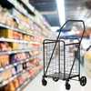 NAYSAYE Foldable Shopping Cart with Dual Baskets 360 Degree Swivel Wheels Multi Purpose Utility Trolley for Grocery, Black, 39.37"*17.72"*15.75" - 2 of 4