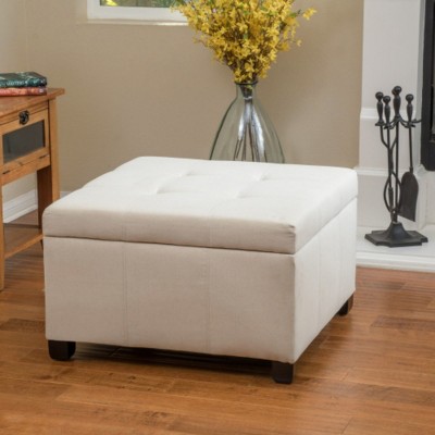 Modern Contemporary Square Storage Ottoman,Fabric Upholstered Storage Bench,Organizer Ottoman,Button Tufted Foot Stool-Cuddlewood