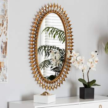 Baxton Studio Rogier Modern Glam and Luxe Antique Goldleaf Metal Accent Wall Mirror
