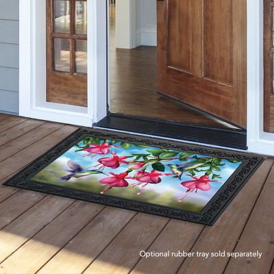 Floral Hummingbird Rubber Backing Outdoor Doormat 30" x 18"
