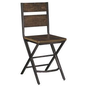 Signature Design by Ashley Set of 2 24" Kavara Counter Height Barstools Metal Acorn: Farmhouse Style, Hardwood Frame - 1 of 4