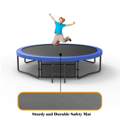 Vynxaria 12FT Recreational Kids Trampoline with Safety Enclosure Net & Ladder, Outdoor Recreational Trampolines