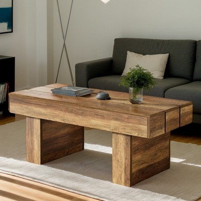 Hommoo Farmhouse Coffee Table Brown