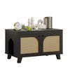 MAYEERTY 31¡Á20 Inch Flip-Top Hidden Cat Box Cabinet - With Rattan Doors & Dual Entrances (Black) - 4 of 4