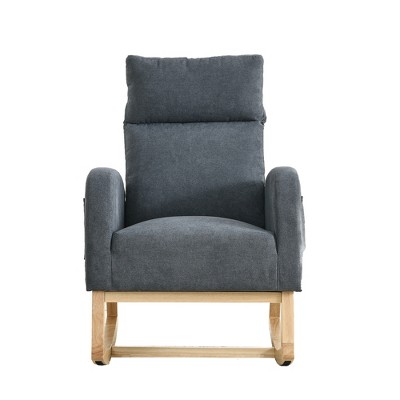 Cesicia Ergonomics Grey Accent Chair Modern Accent High Backrest Living Room Lounge Arm Rocking Chair