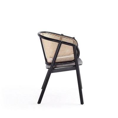 Versailles Black and Natural Cane Ergonomic Accent Chair
